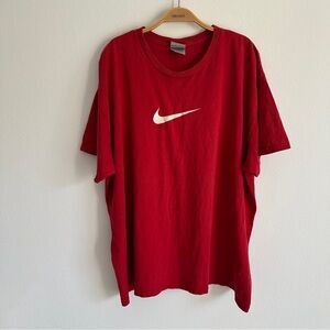 Vintage Y2K Nike T Shirt Red White Swoosh Grunge Sports Summer Oversized XXL